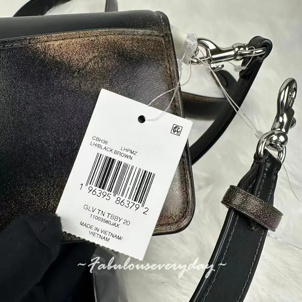 Coach Tabby Shoulder Bag 20 Xbody In Loved Leather/Silver/Black Brown CBH36 NWT